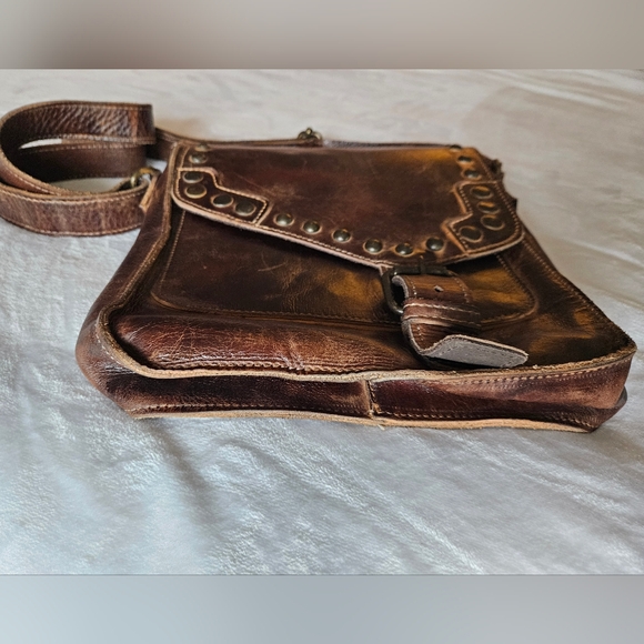 BED|STU RARE CROSSBODY LEATHER HANDBAG RUSTIC BROWN STUDDED SUMMERLAND LIKE NEW - Picture 7 of 16